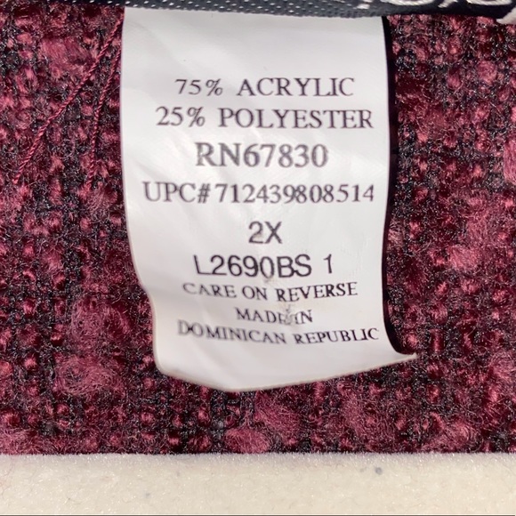 CD Daniels Fuzzy Texture Zip Front Jacket Sz 2X - Picture 4 of 6